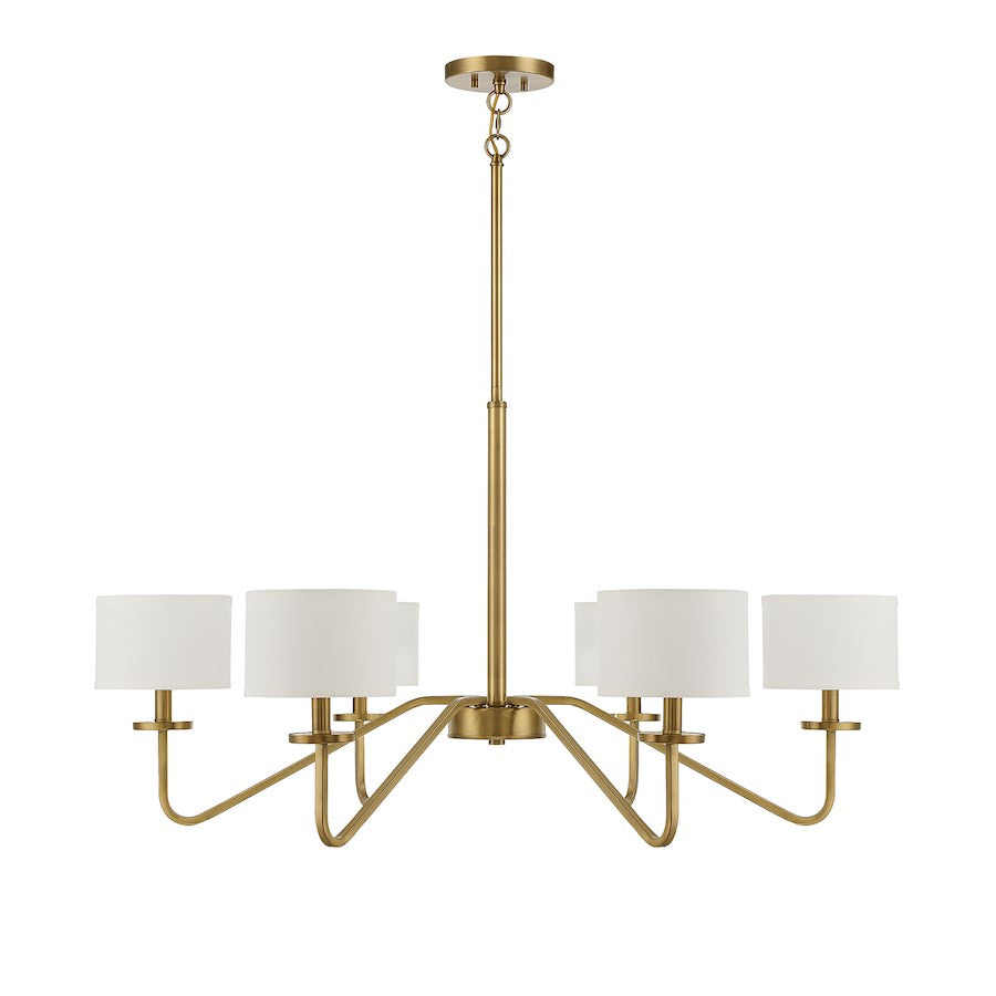 6-Light 18" Chandelier, Natural Brass