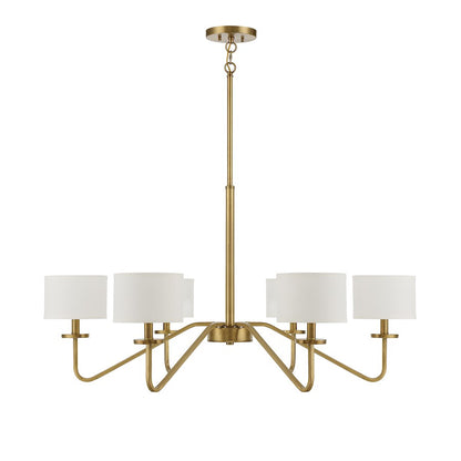 6-Light 18" Chandelier, Natural Brass