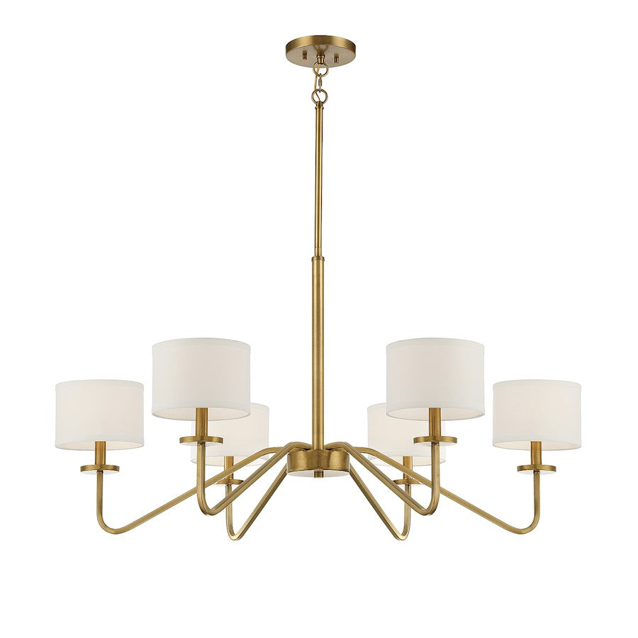 6-Light 18" Chandelier, Natural Brass