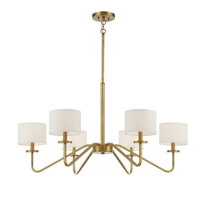 6-Light 18" Chandelier, Natural Brass