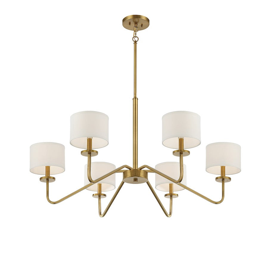 6-Light 18" Chandelier, Natural Brass