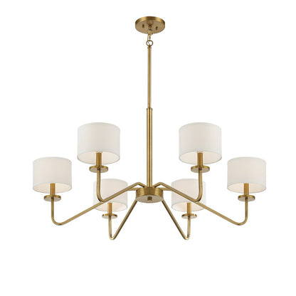 6-Light 18" Chandelier, Natural Brass