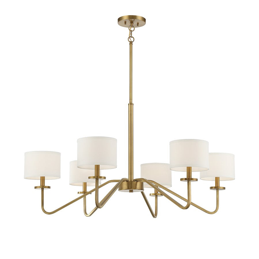 6-Light 18" Chandelier, Natural Brass