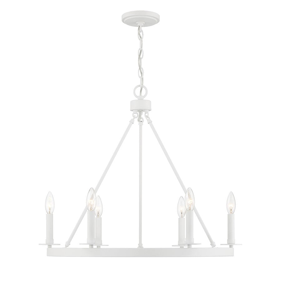 6 Light 22" Chandelier, Bisque White