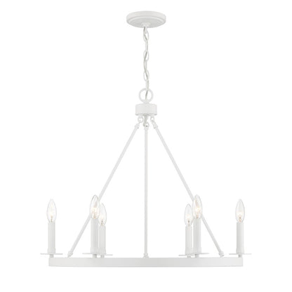 6 Light 22" Chandelier, Bisque White