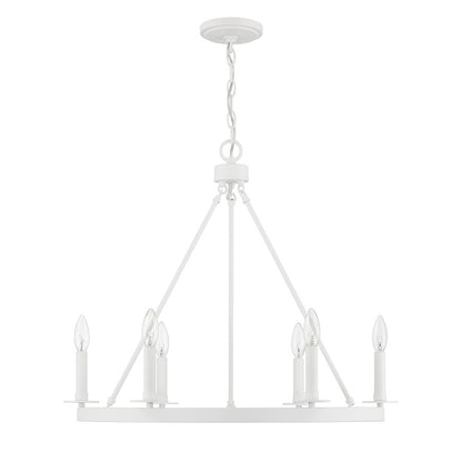 6 Light 22" Chandelier, Bisque White