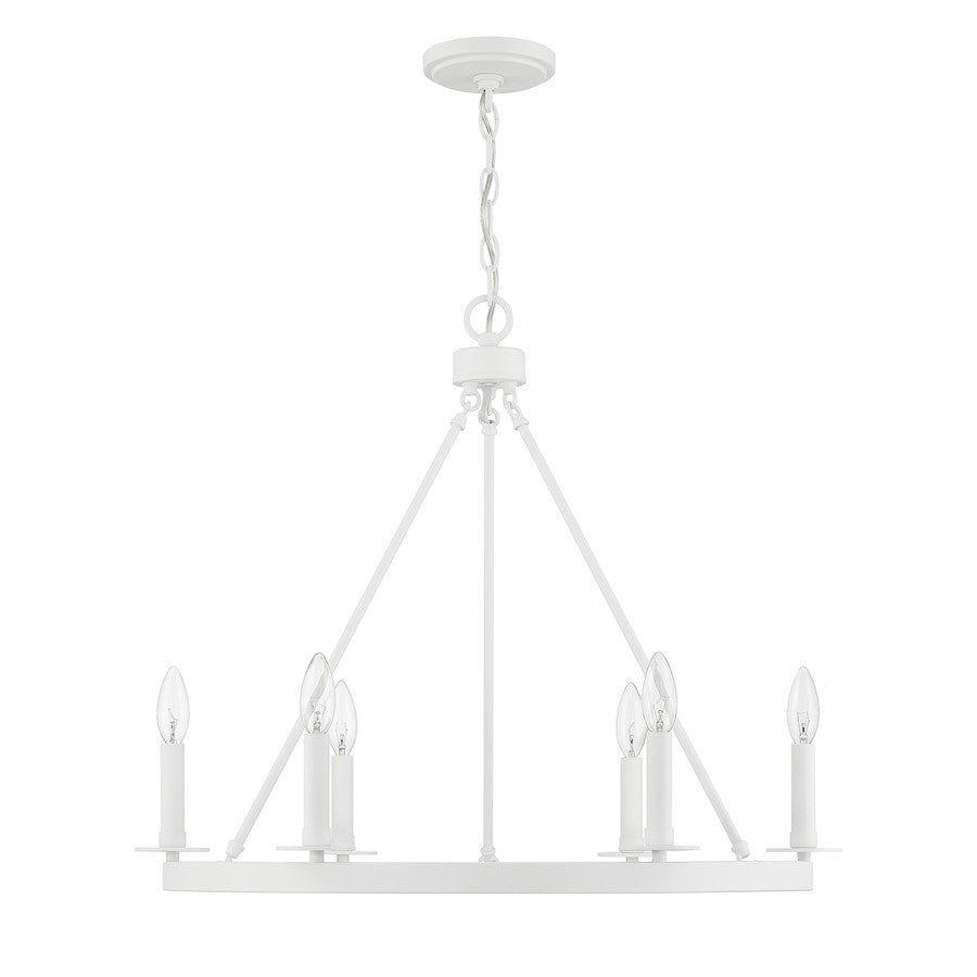 6 Light 22" Chandelier, Bisque White