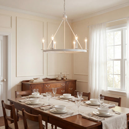 6 Light 22" Chandelier, Bisque White