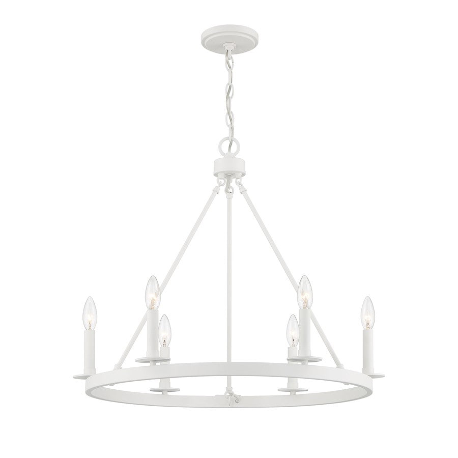 6 Light 22" Chandelier, Bisque White