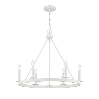 6 Light 22" Chandelier, Bisque White