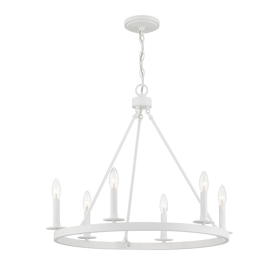 6 Light 22" Chandelier, Bisque White