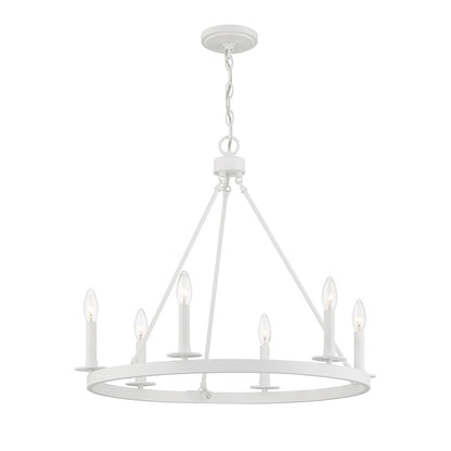 6 Light 22" Chandelier, Bisque White