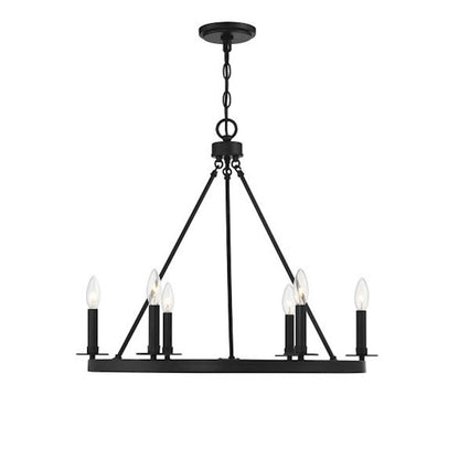 6-Light 22" Chandelier, Matte Black