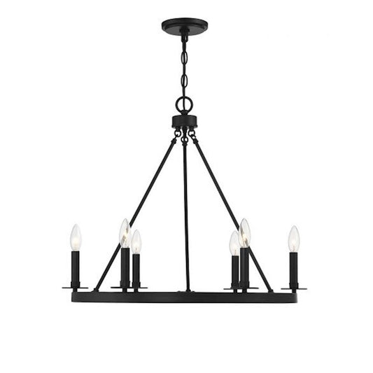 6-Light 22" Chandelier, Matte Black