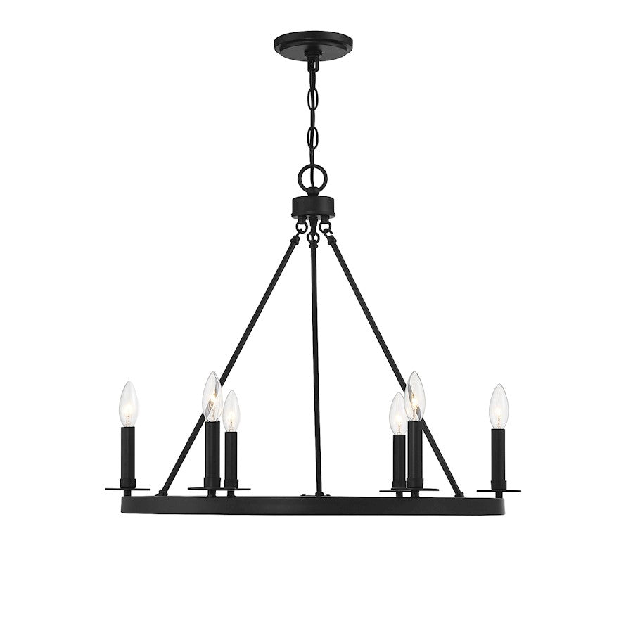 6-Light 22" Chandelier, Matte Black