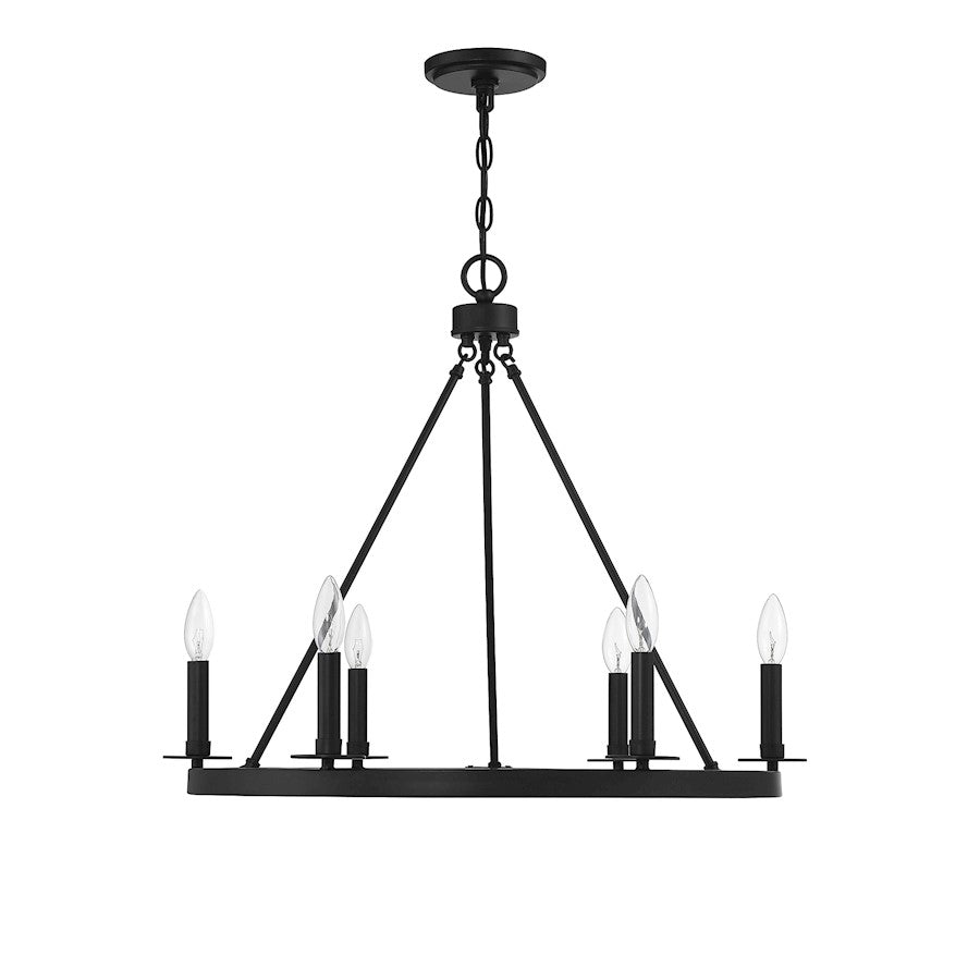 6-Light 22" Chandelier, Matte Black