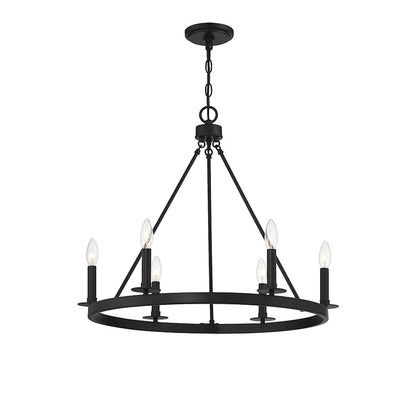 6-Light 22" Chandelier, Matte Black