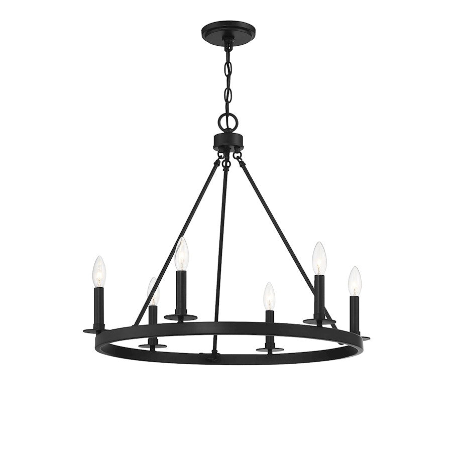 6-Light 22" Chandelier, Matte Black