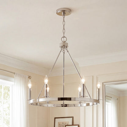 6-Light 22" Chandelier, Polished Nickel