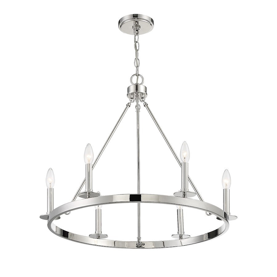 6-Light 22" Chandelier, Polished Nickel