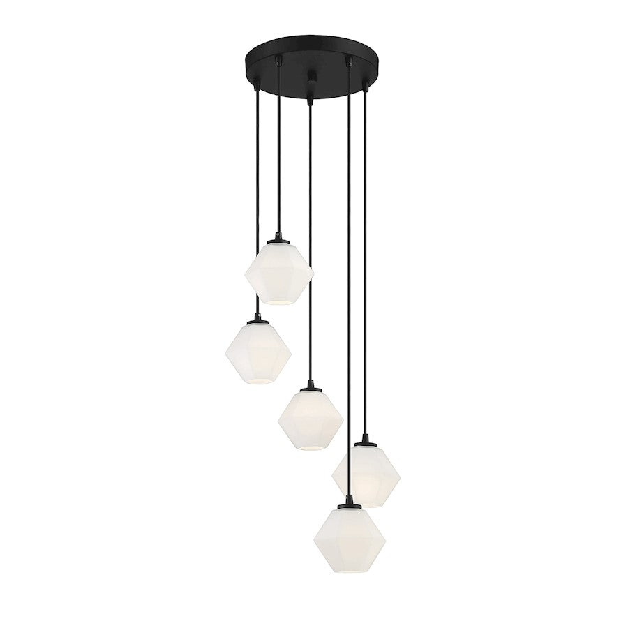 5-Light 16" Chandelier, Matte Black