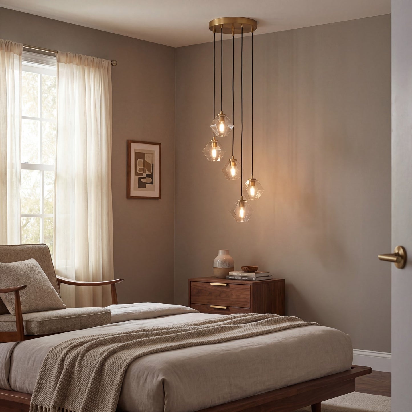 5-Light 16" Chandelier, Matte Black