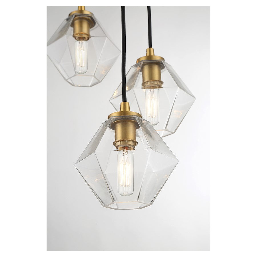 5-Light 16" Chandelier, Natural Brass