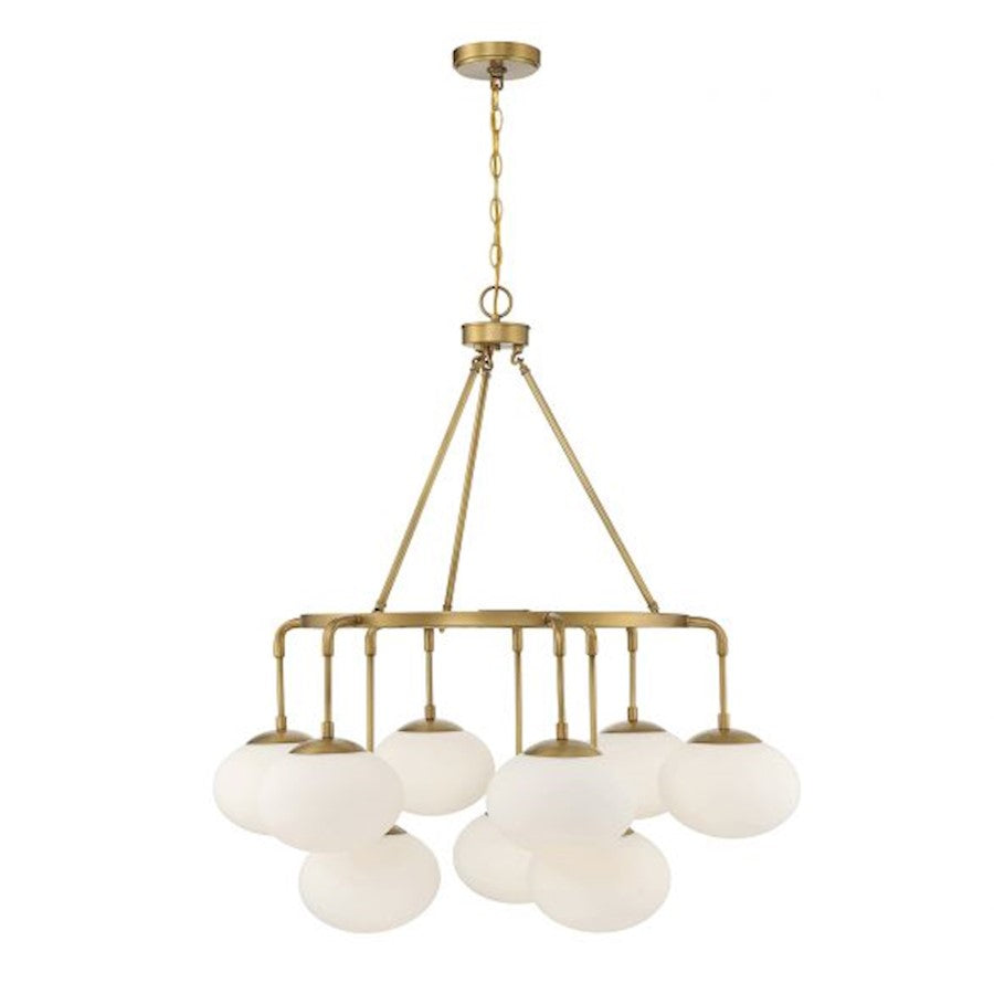 9-Light Chandelier, Natural Brass