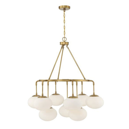 9-Light Chandelier, Natural Brass
