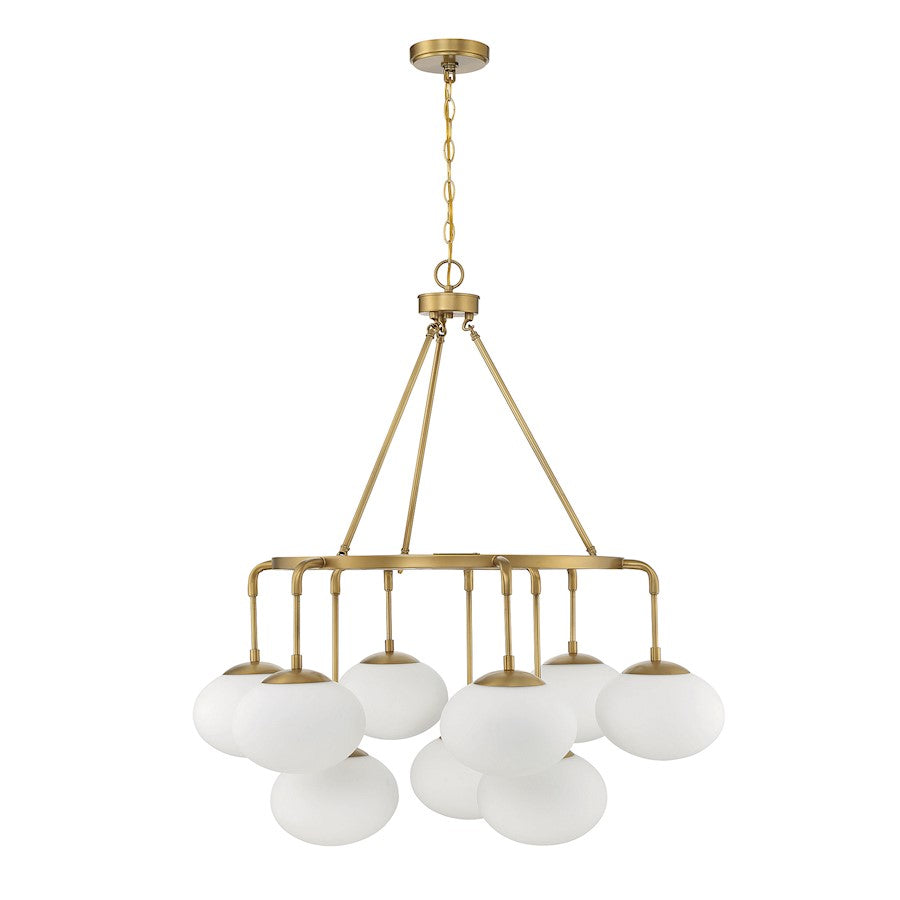 9-Light Chandelier, Natural Brass