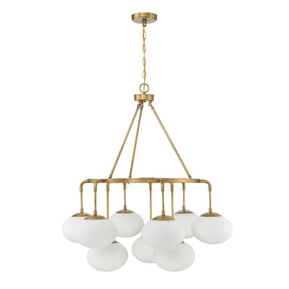 9-Light Chandelier, Natural Brass