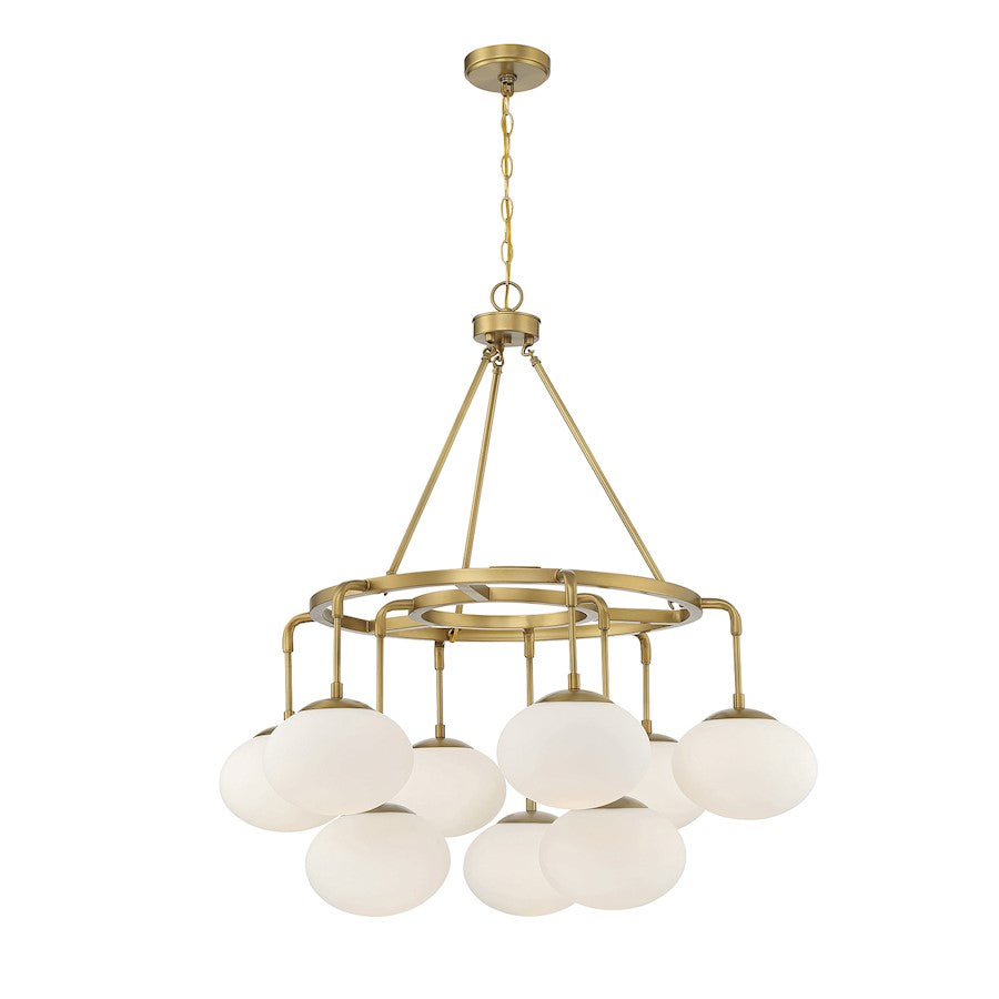 9-Light Chandelier, Natural Brass