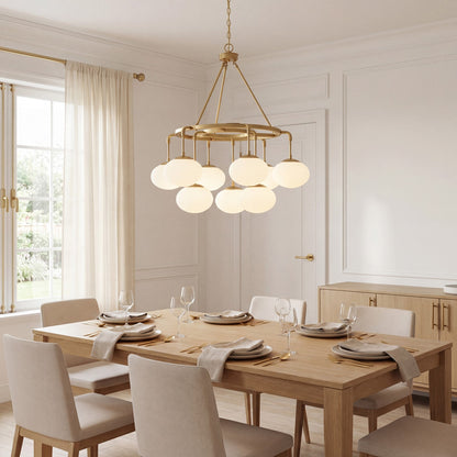 9-Light Chandelier, Natural Brass