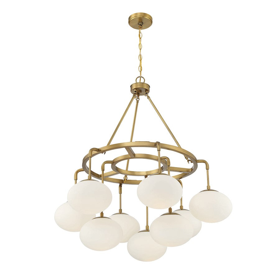 9-Light Chandelier, Natural Brass