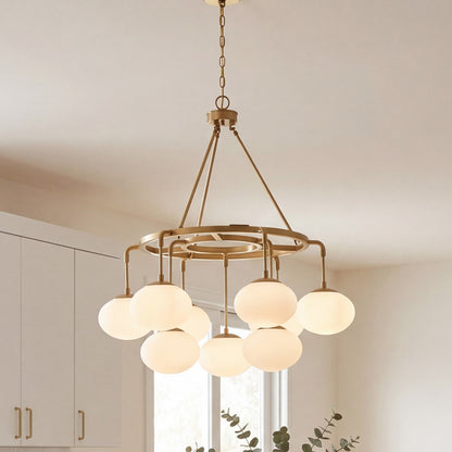 9-Light Chandelier, Natural Brass
