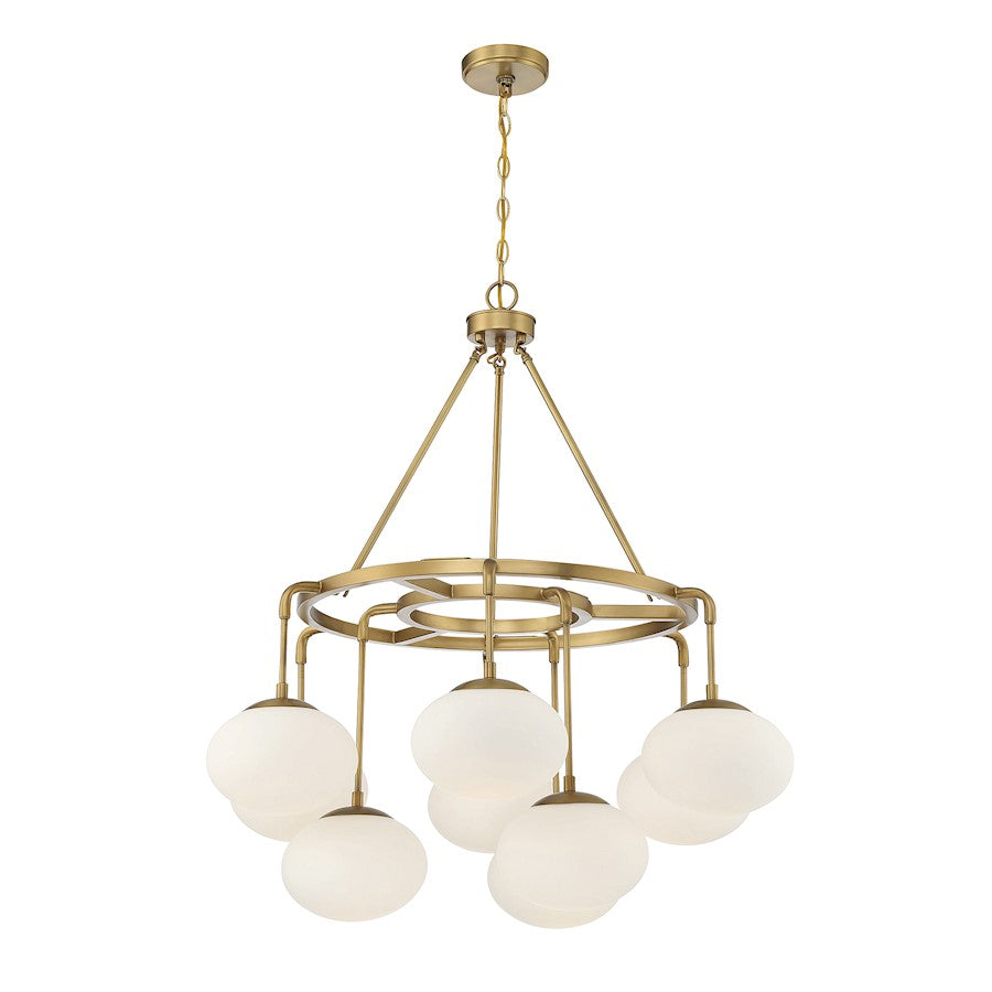 9-Light Chandelier, Natural Brass