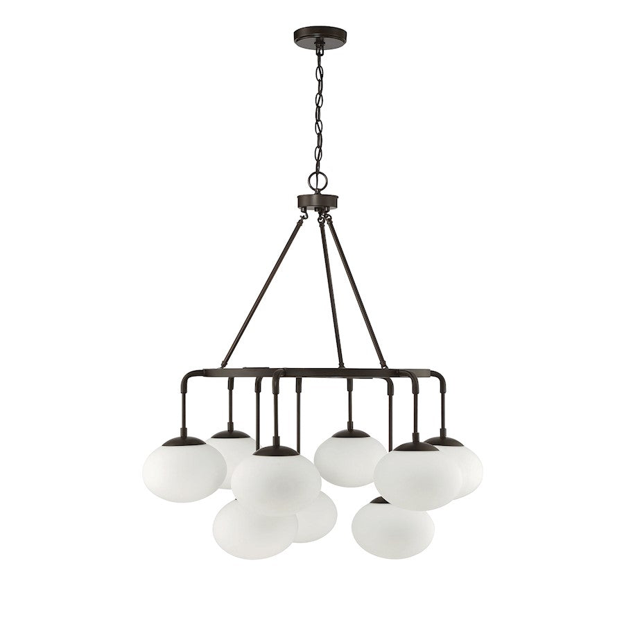 9-Light Chandelier, Natural Brass