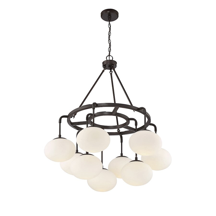 9-Light Chandelier, Natural Brass