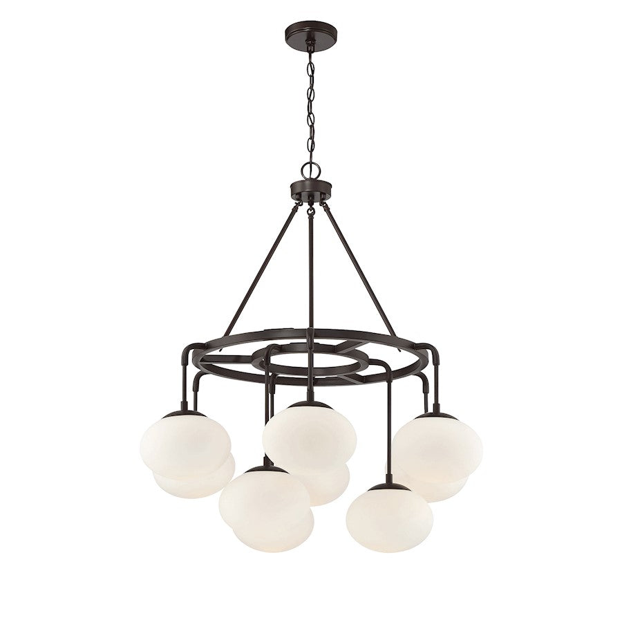9-Light Chandelier, Natural Brass