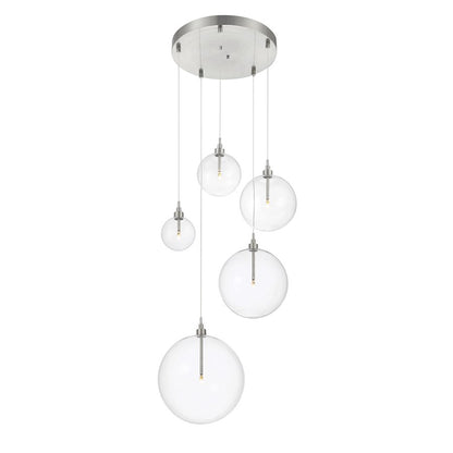 5 Light Pendant, Brushed Nickel