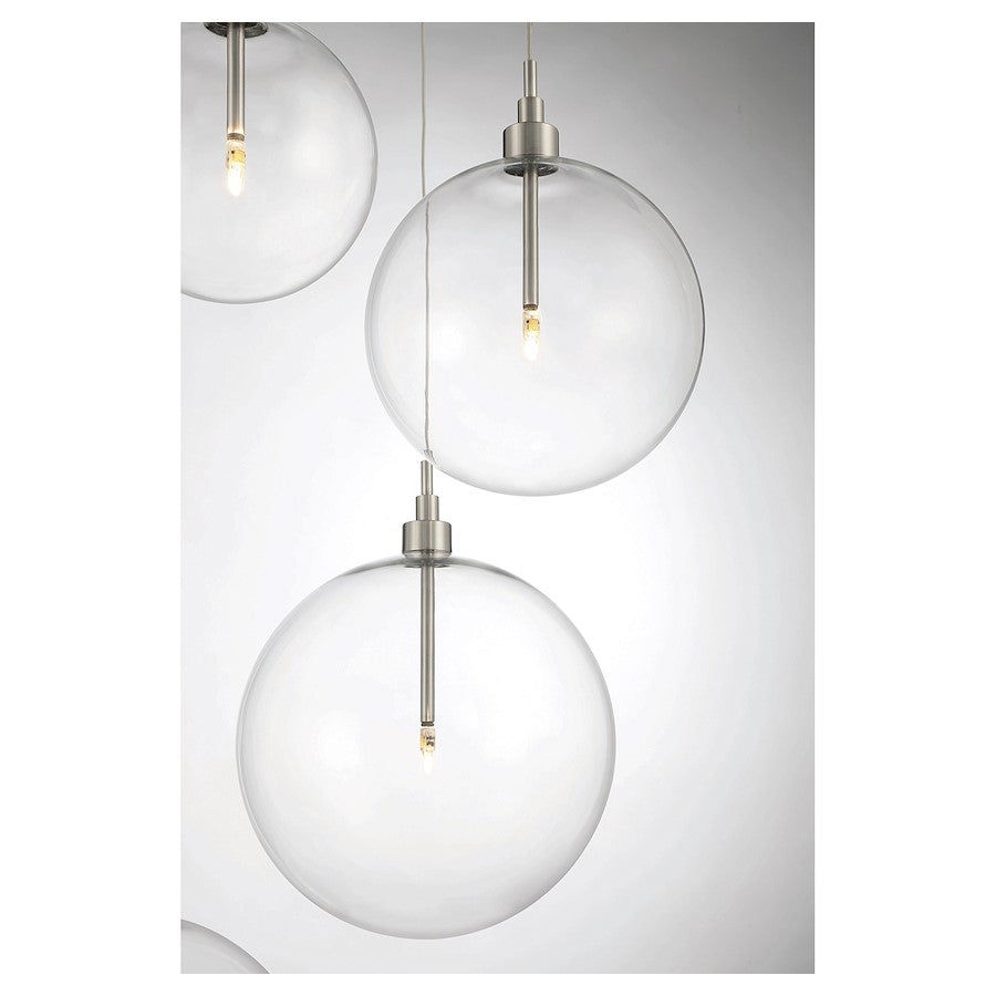 5 Light Pendant, Brushed Nickel