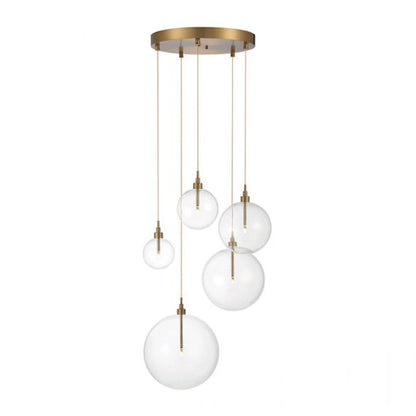 5 Light 28" Pendant, Natural Brass