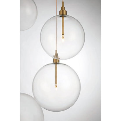 5 Light 28" Pendant, Natural Brass