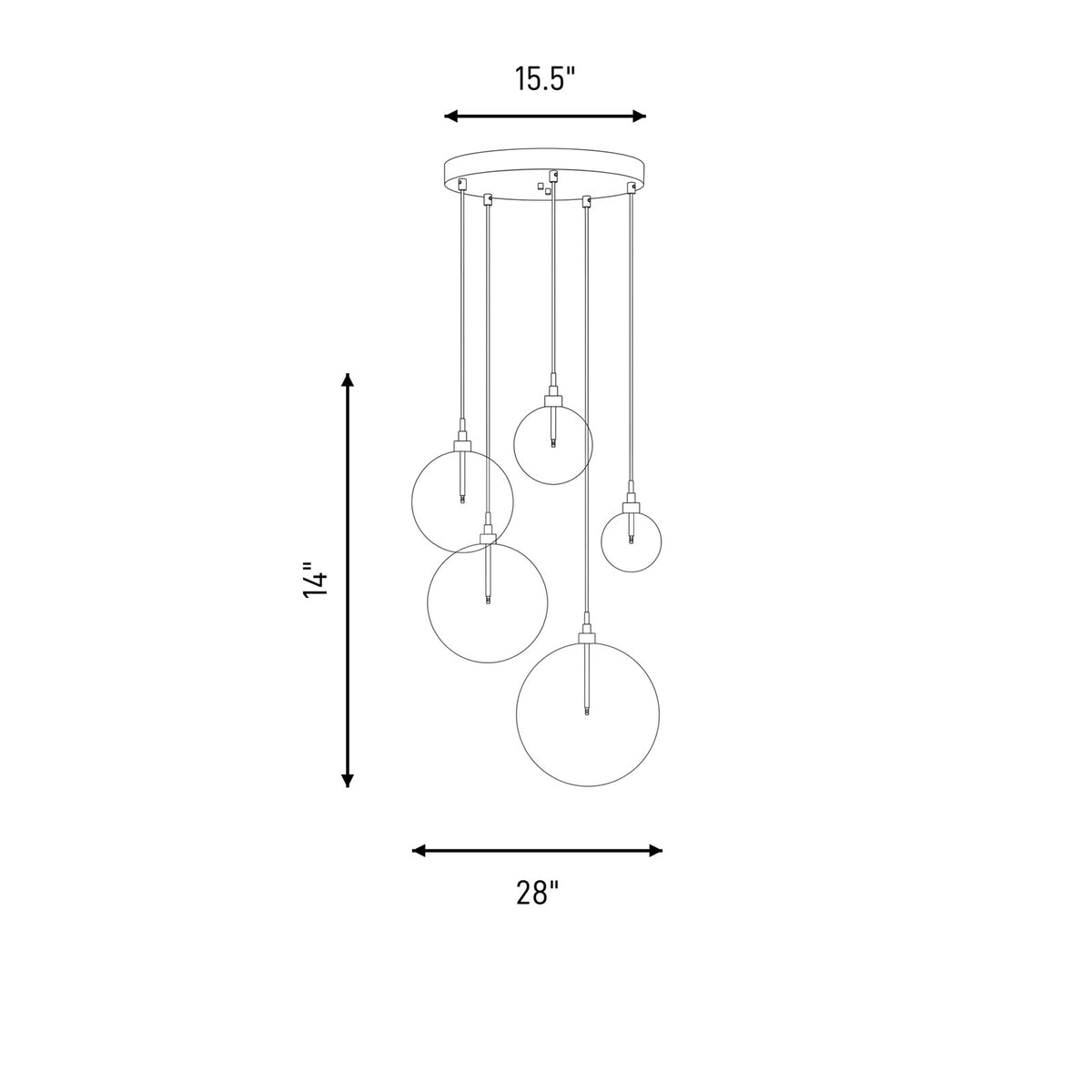 5 Light Pendant, Oil Rubbed Bronze