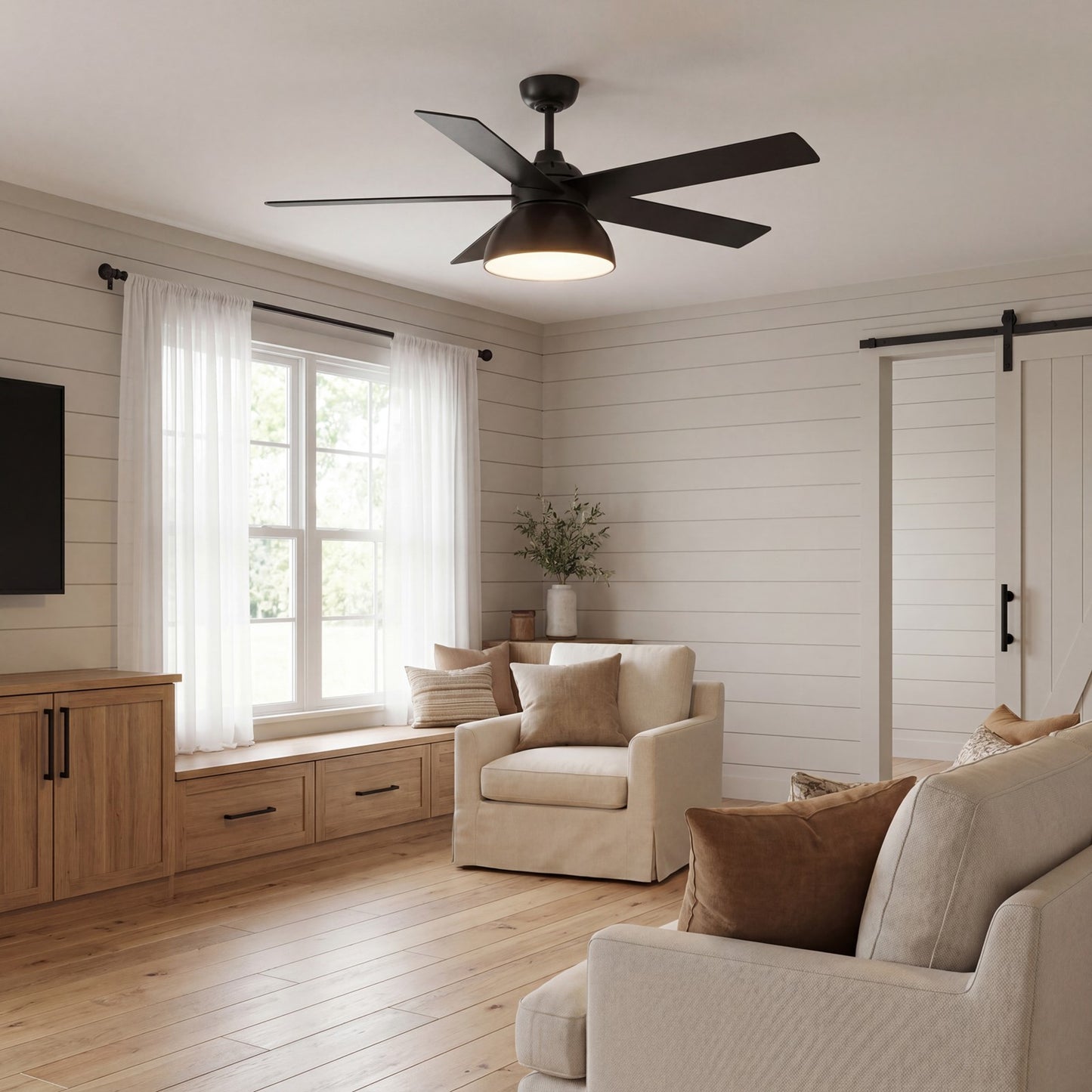 Meridian Modern Farmhouse 52" LED Ceiling Fan