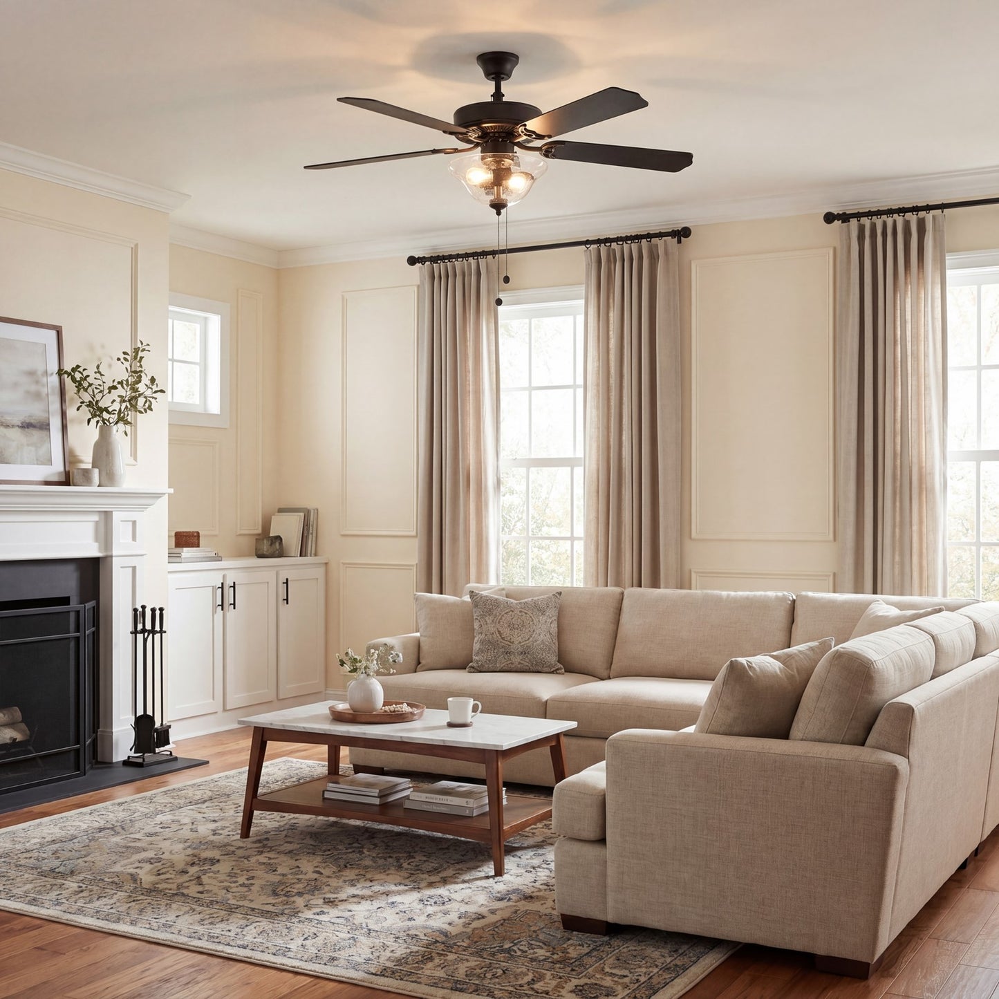 Meridian Traditional 2 Light 52" Ceiling Fan