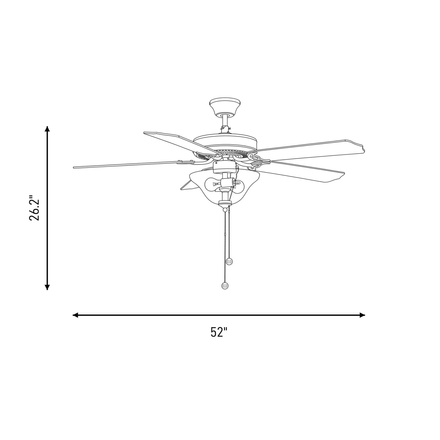 Meridian Traditional 2 Light 52" Ceiling Fan