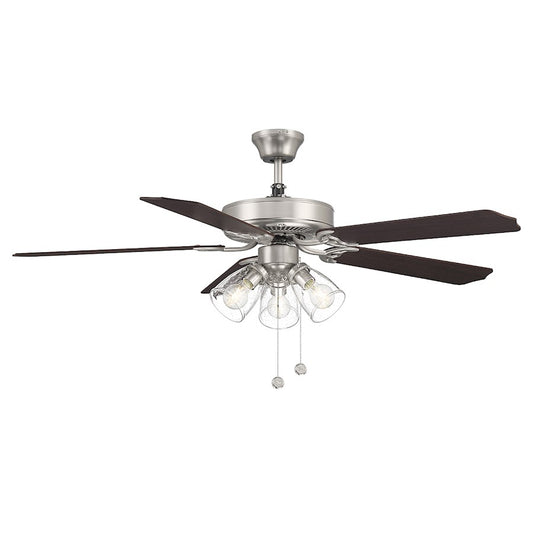 Savoy House 52" 3-Light 27" Ceiling Fan, Brushed Nickel - M2022BNRV