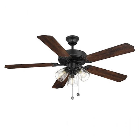 Savoy House 52" 3-Light Ceiling Fan, Matte Black