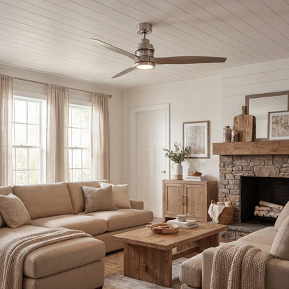 Savoy Meridian 60" LED Ceiling Fan, Brushed Nickel/White